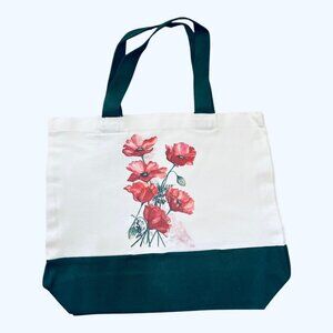 Red Poppies Canvas Tote Bag – Artistic Floral Design, New